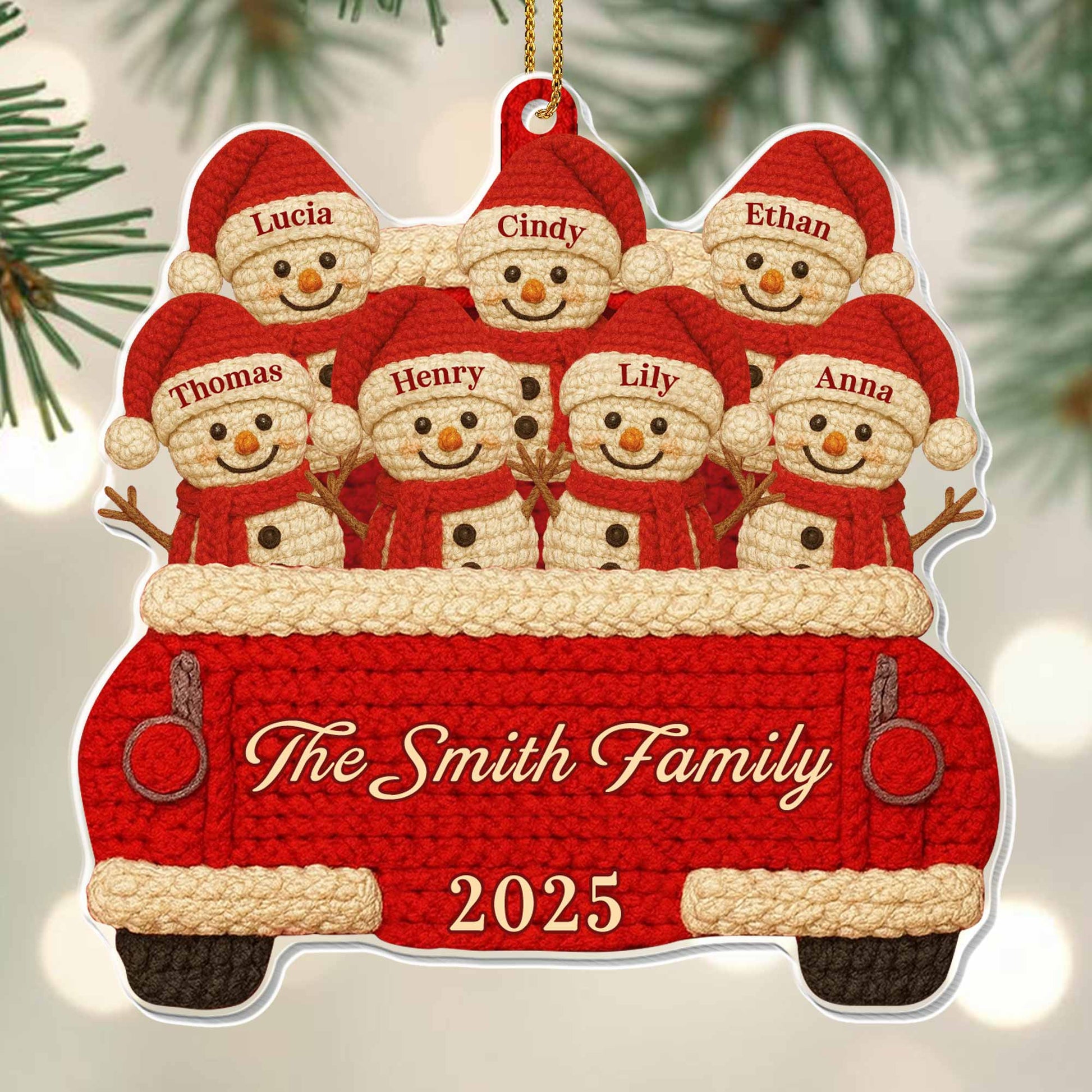 Custom Family Christmas Red Truck Ornament