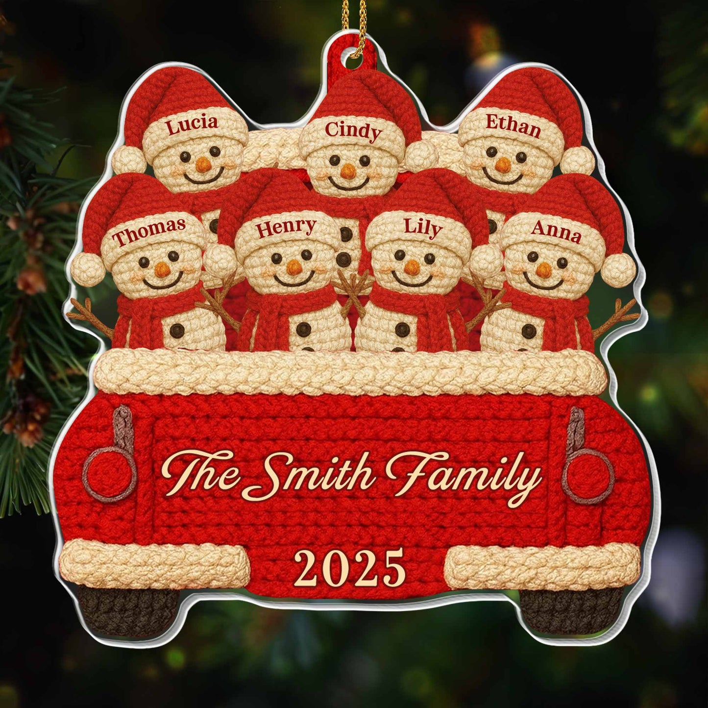 Custom Family Christmas Red Truck Ornament
