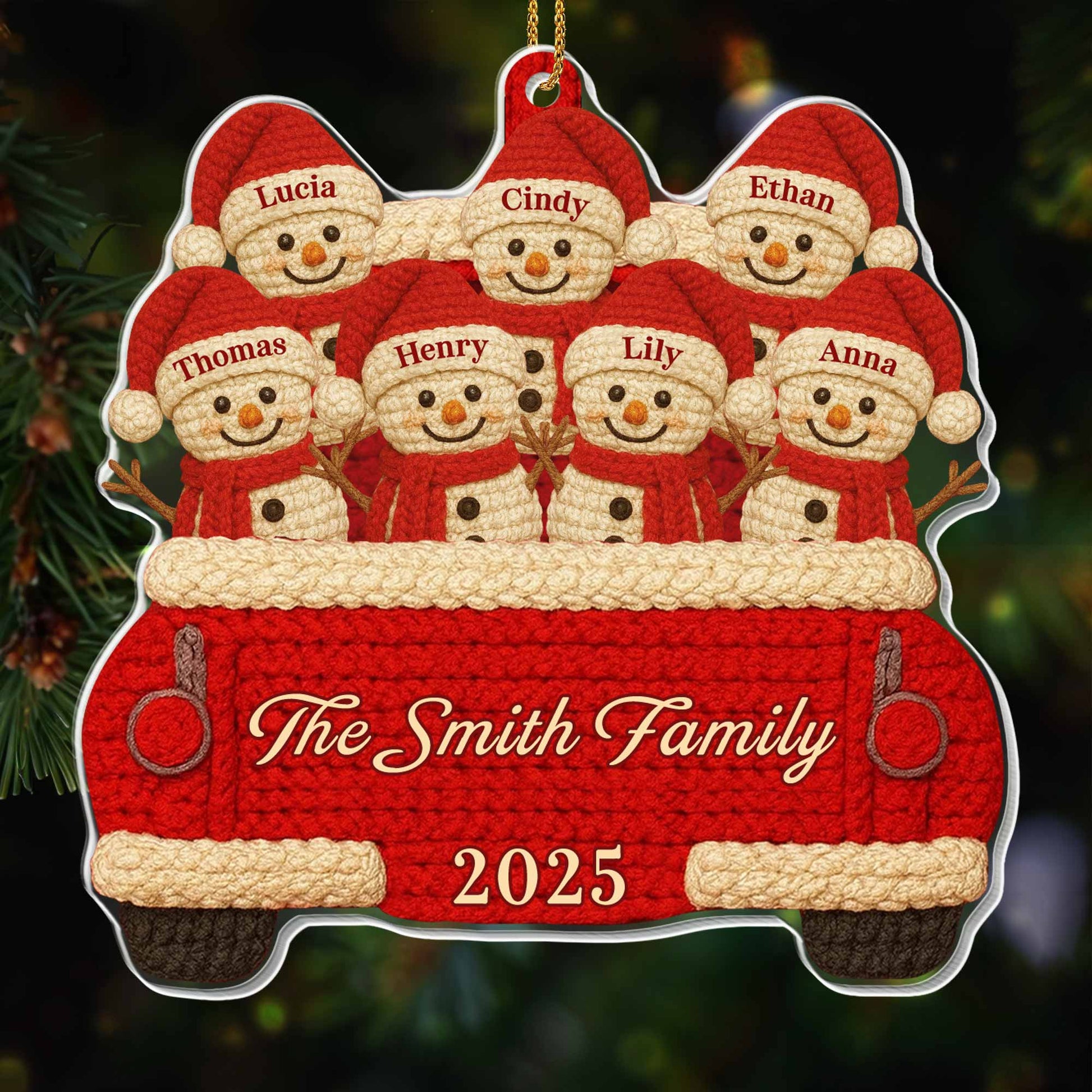 Custom Family Christmas Red Truck Ornament