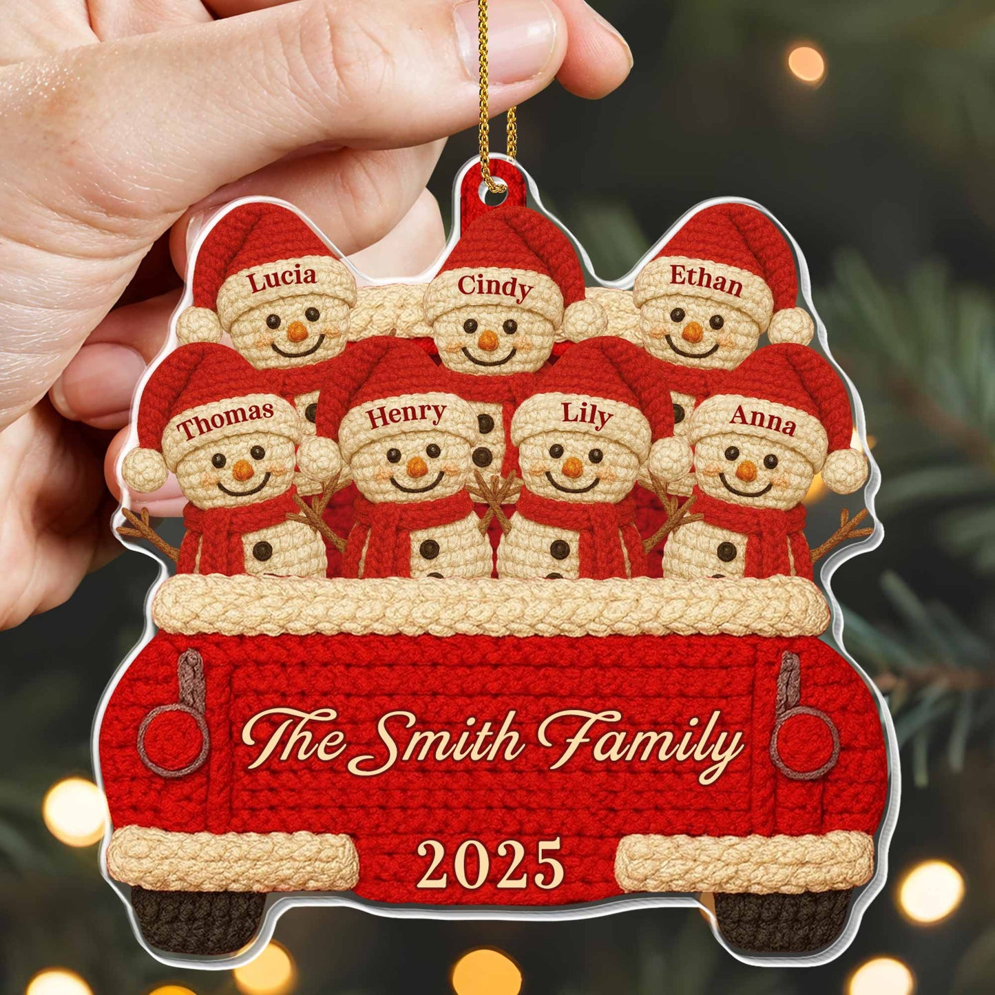 Custom Family Christmas Red Truck Ornament