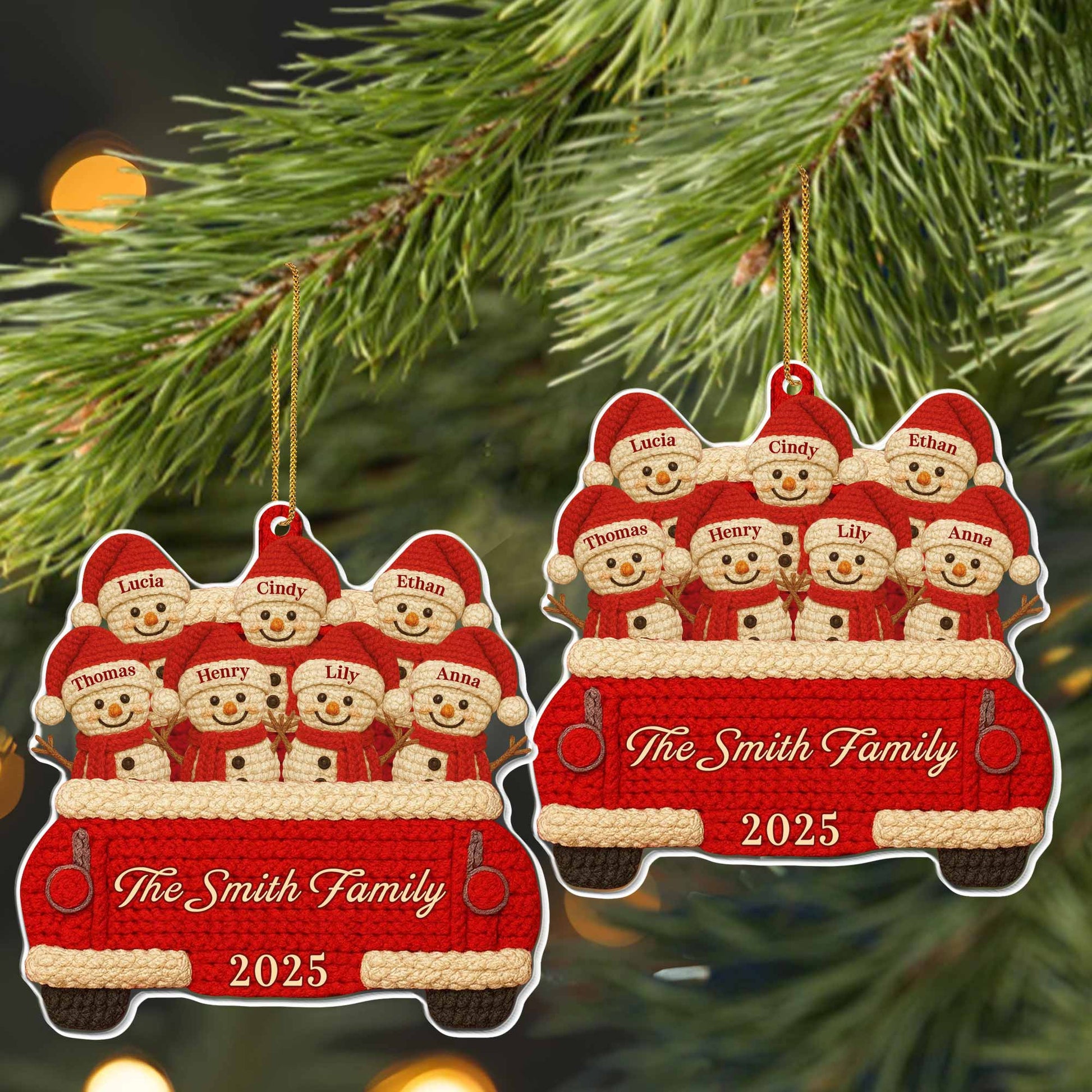 Custom Family Christmas Red Truck Ornament