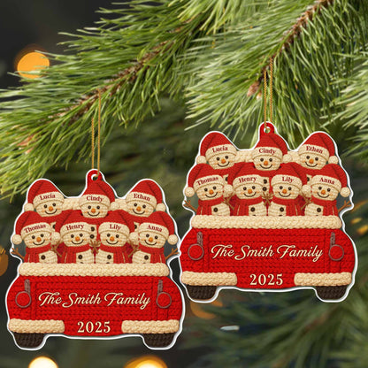 Custom Family Christmas Red Truck Ornament