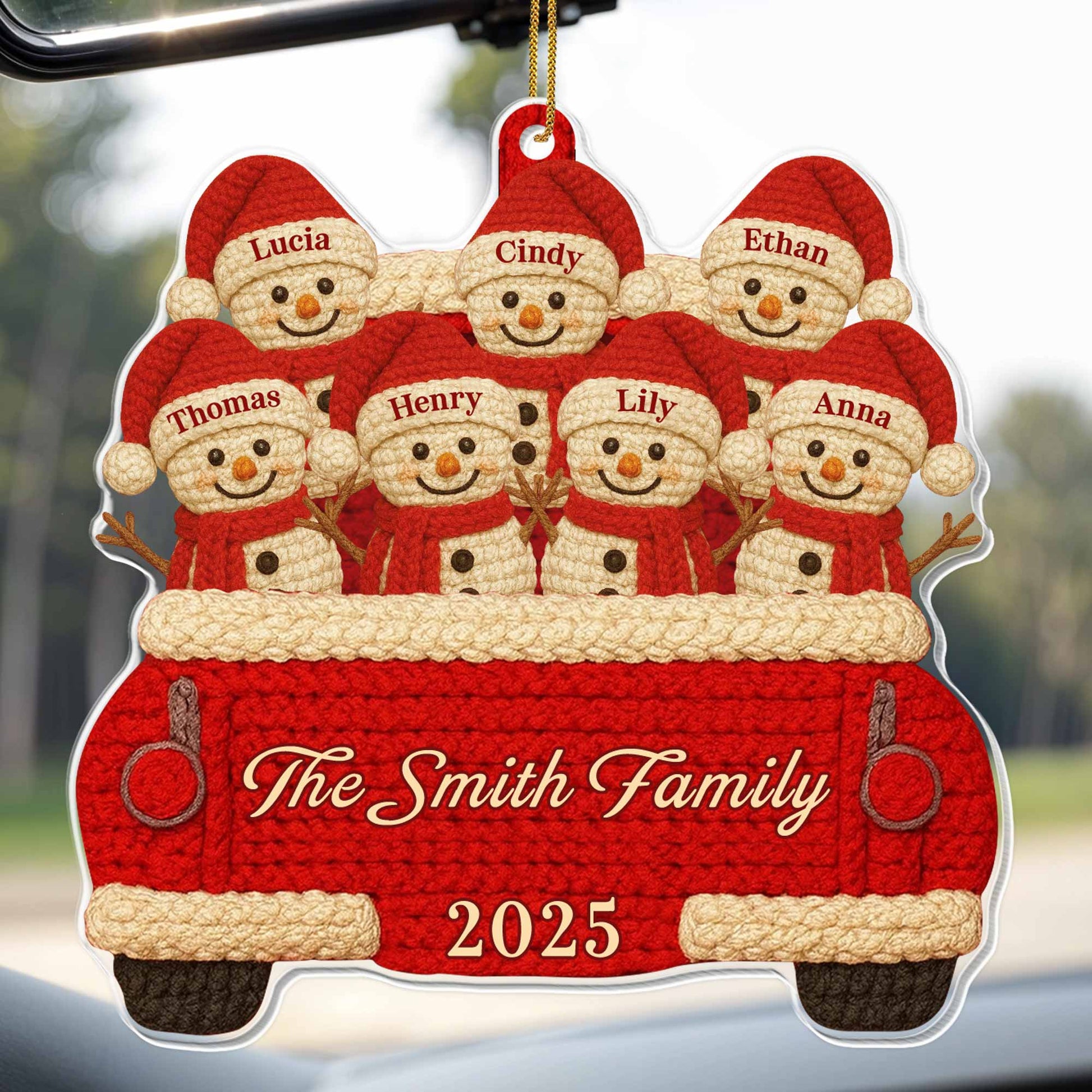 Custom Family Christmas Red Truck Ornament
