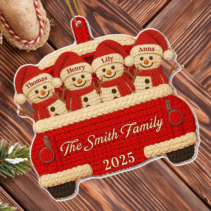 Custom Family Christmas Red Truck Ornament