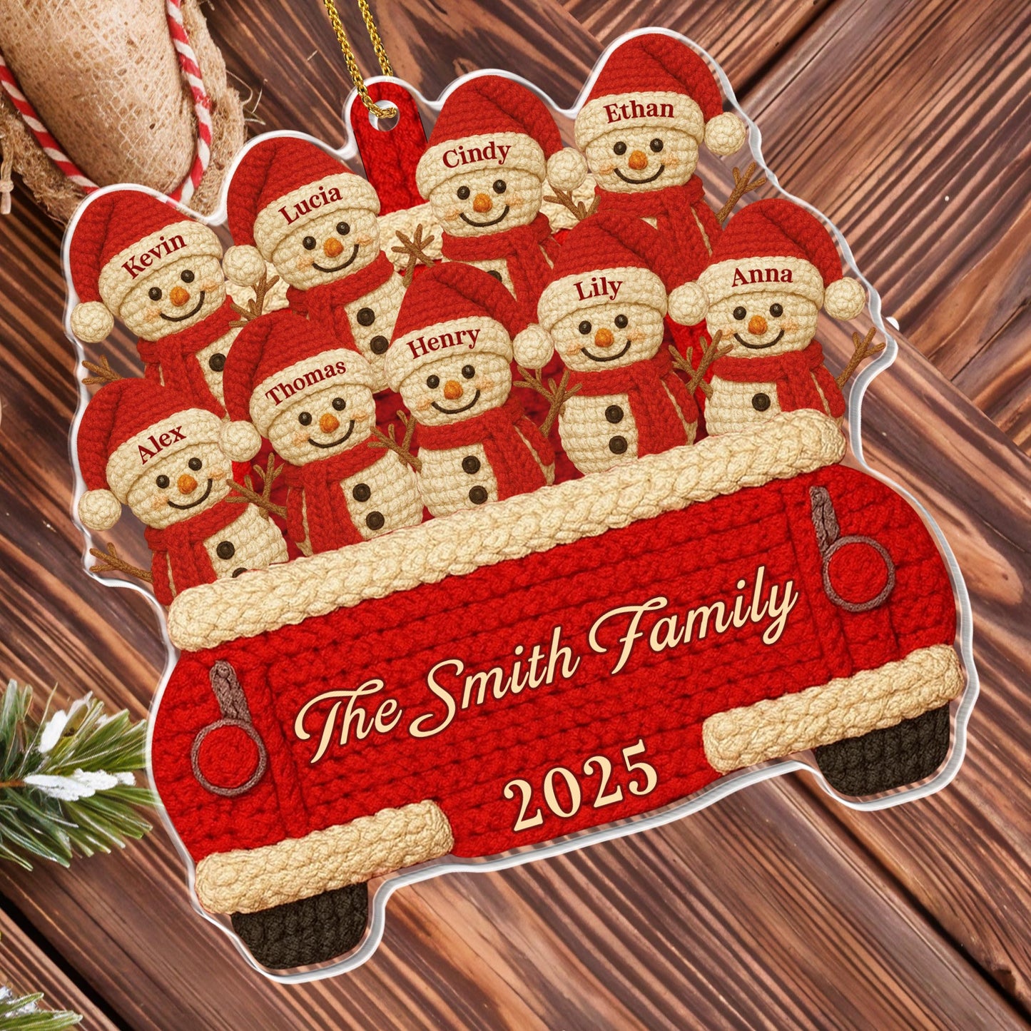 Custom Family Christmas Red Truck Ornament