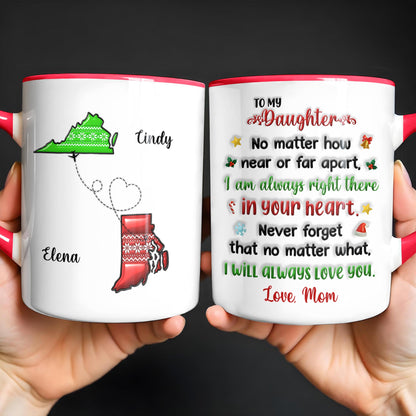 To My Granddaughter, Love Across States Mug With Heart Designs