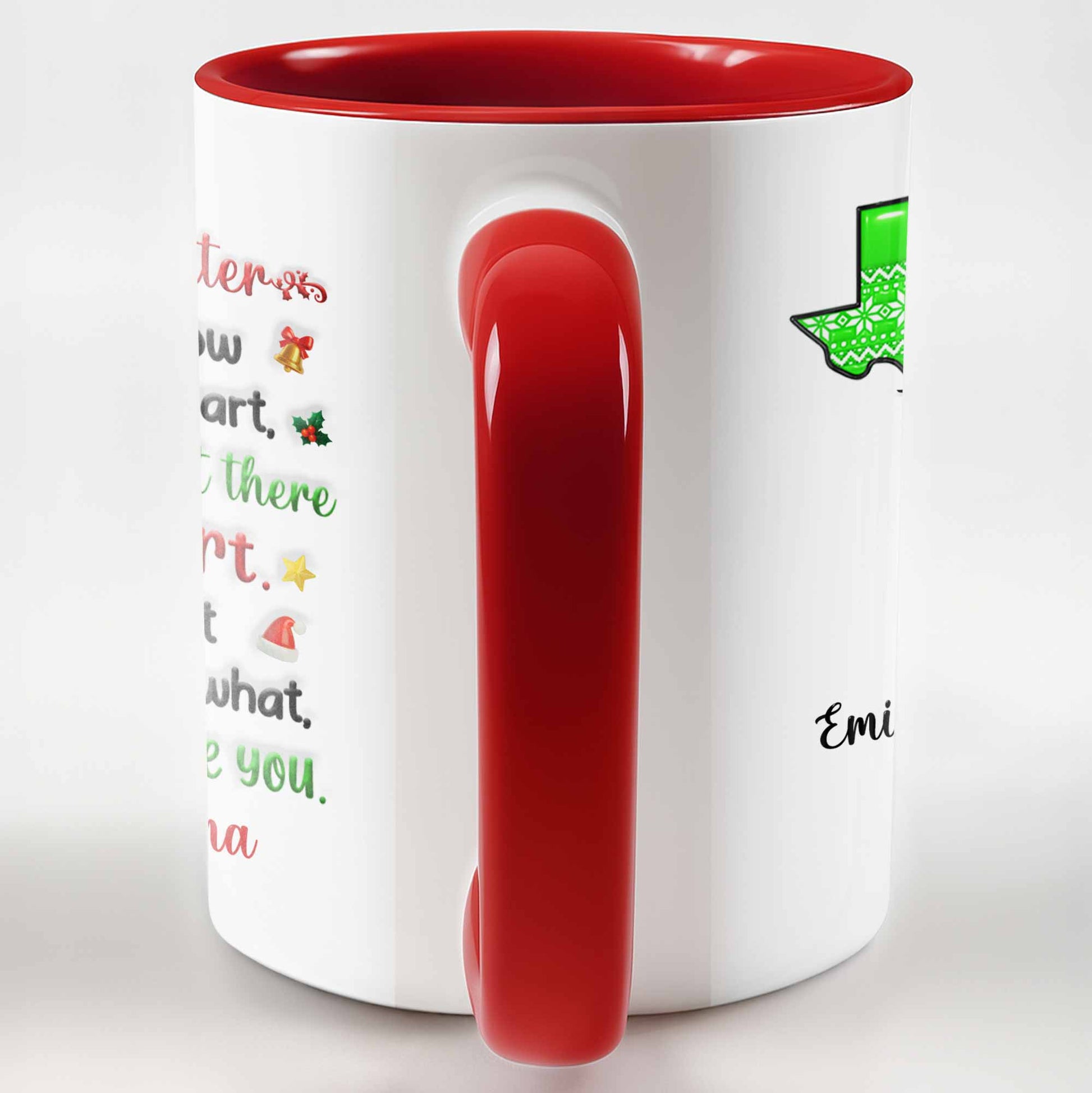 To My Granddaughter, Love Across States Mug With Heart Designs