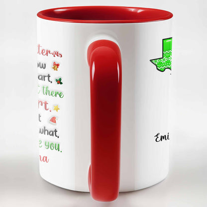 To My Granddaughter, Love Across States Mug With Heart Designs