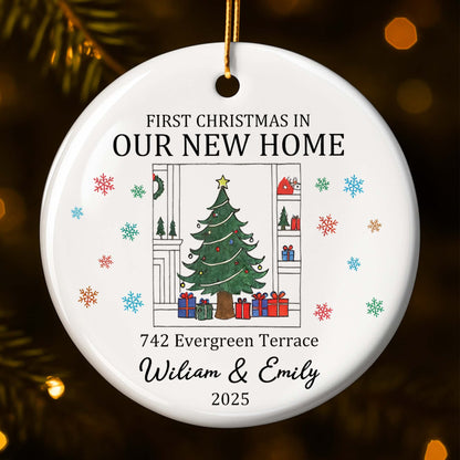 First Christmas In Our New Home With Christmas Tree And Gifts