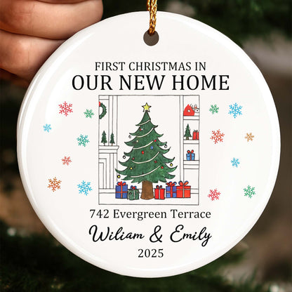 First Christmas In Our New Home With Christmas Tree And Gifts