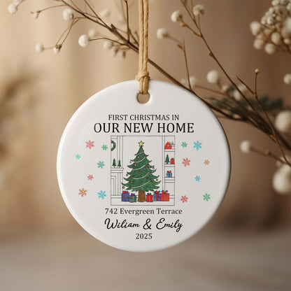 First Christmas In Our New Home With Christmas Tree And Gifts