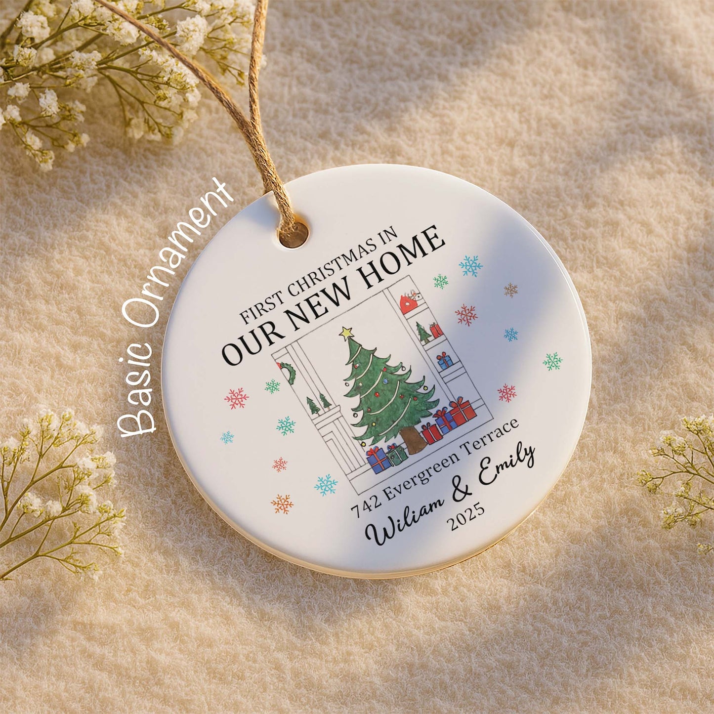 First Christmas In Our New Home With Christmas Tree And Gifts