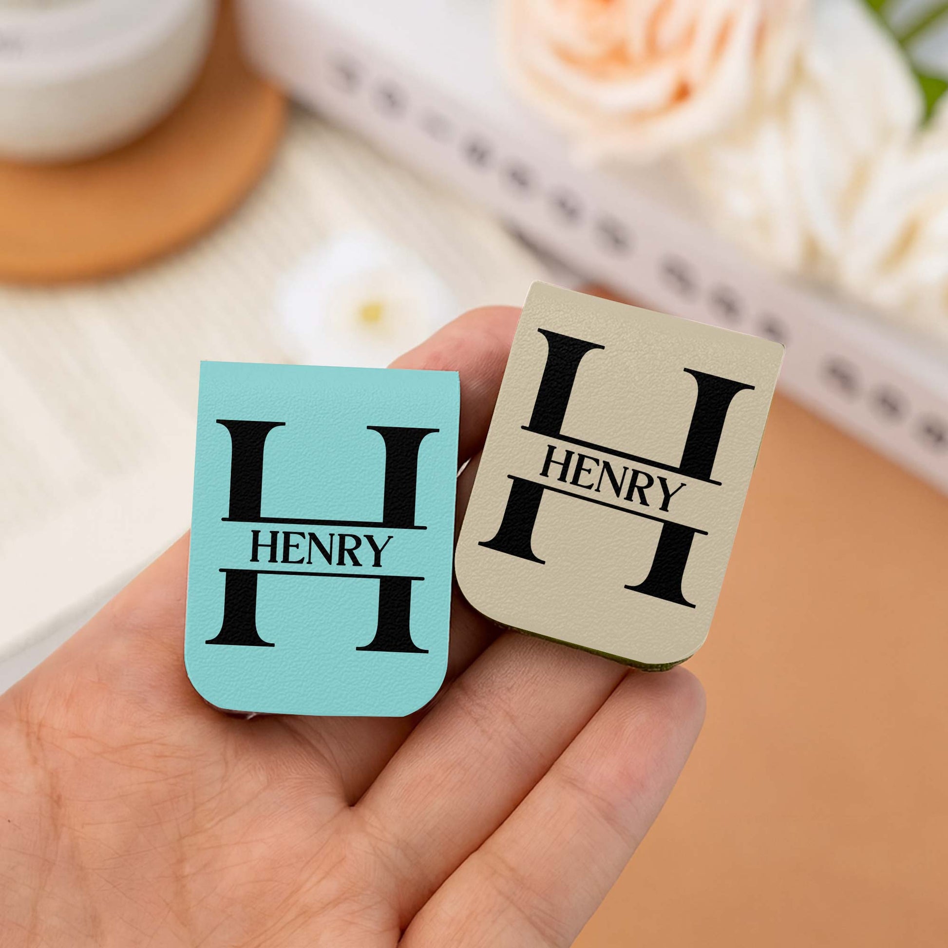 Customizable Leather Bookmark With Letter 'H'