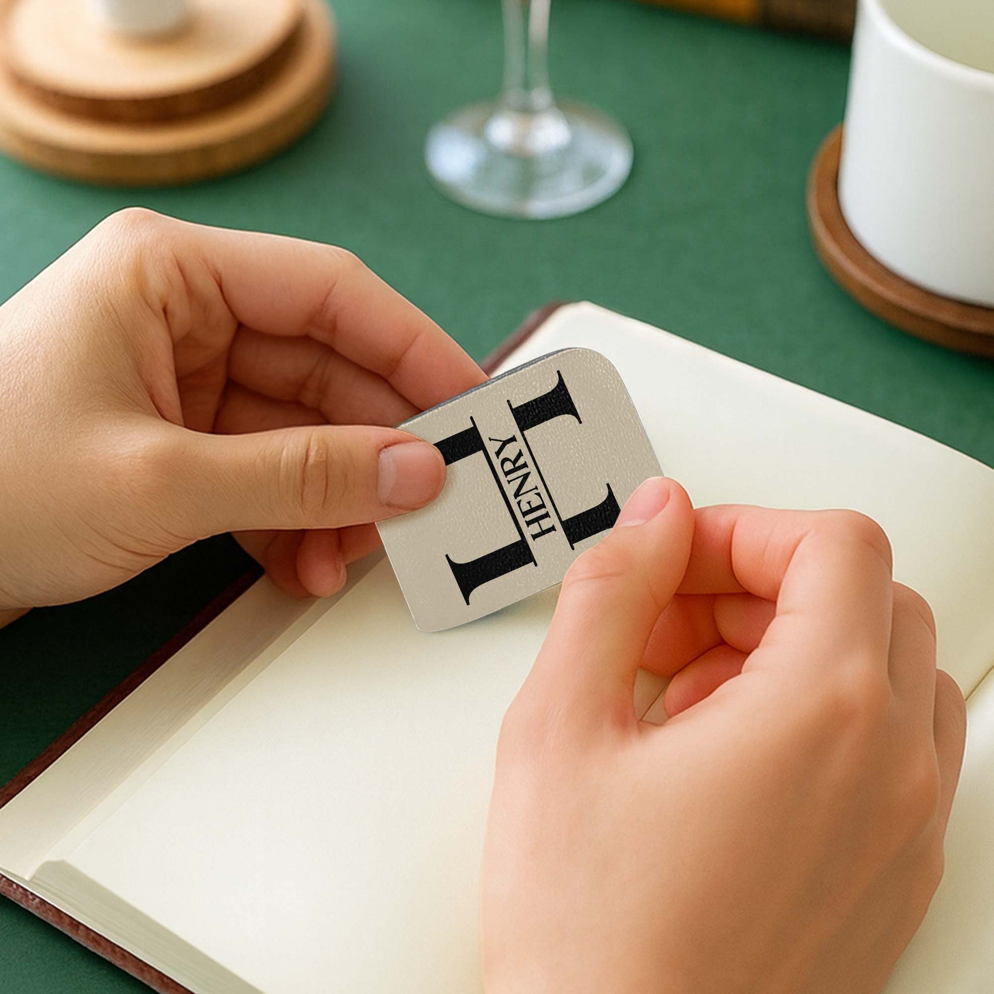 Customizable Leather Bookmark With Letter 'H'