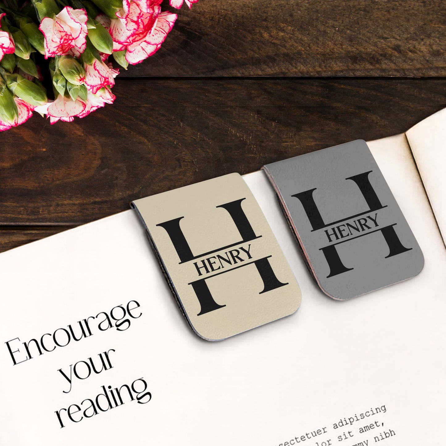 Customizable Leather Bookmark With Letter 'H'