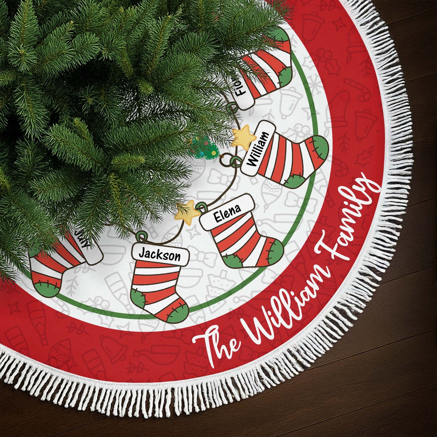 Create A Unique Holiday Tradition With Christmas Stockings - Personalized Custom Tree Skirt - FAM627_TREMAT