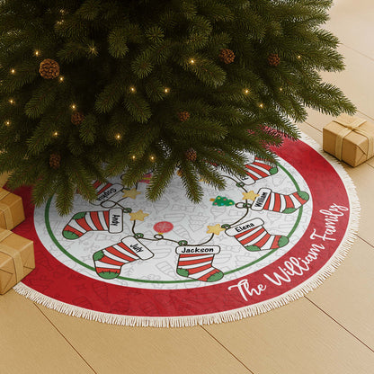 Create A Unique Holiday Tradition With Christmas Stockings - Personalized Custom Tree Skirt - FAM627_TREMAT