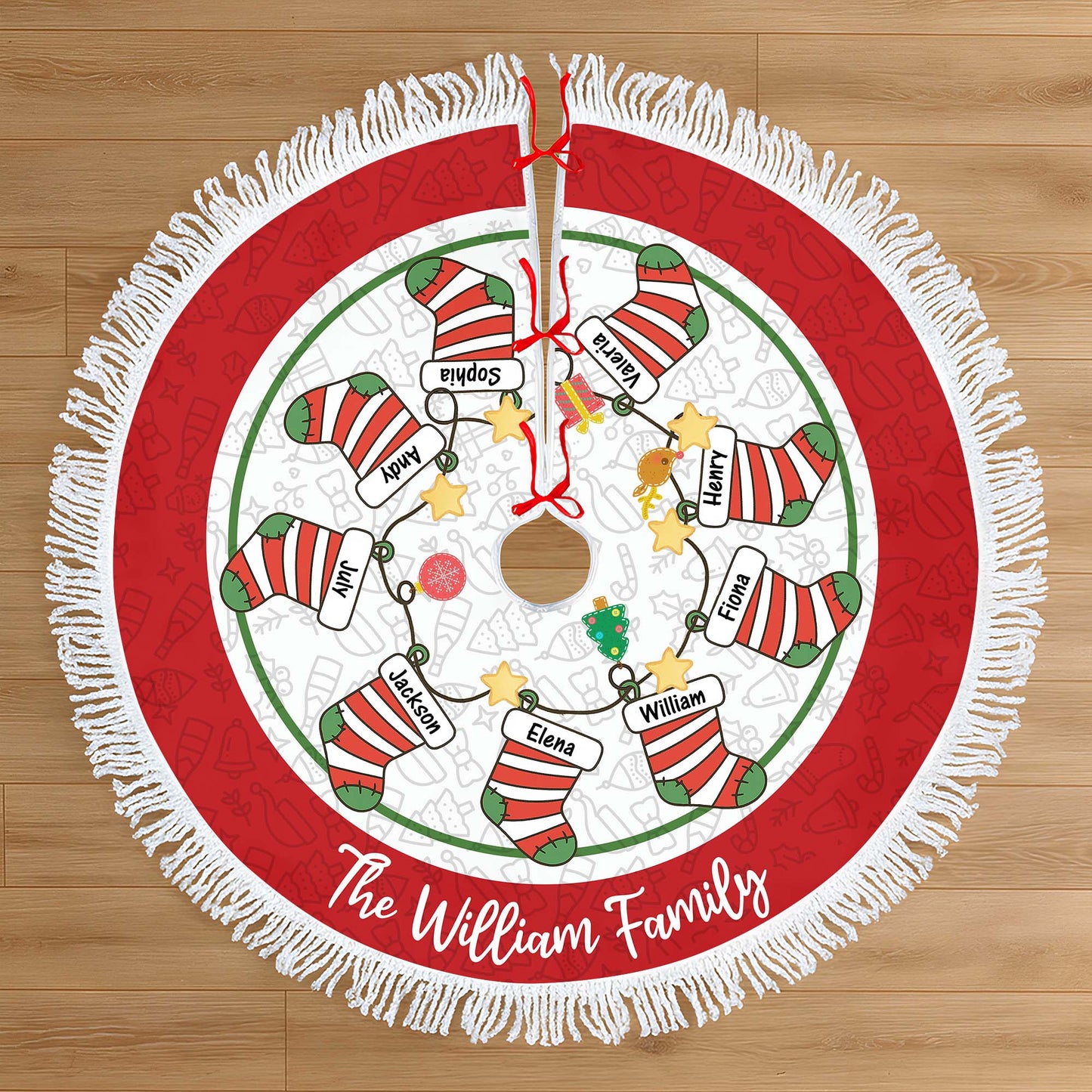 Create A Unique Holiday Tradition With Christmas Stockings - Personalized Custom Tree Skirt - FAM627_TREMAT