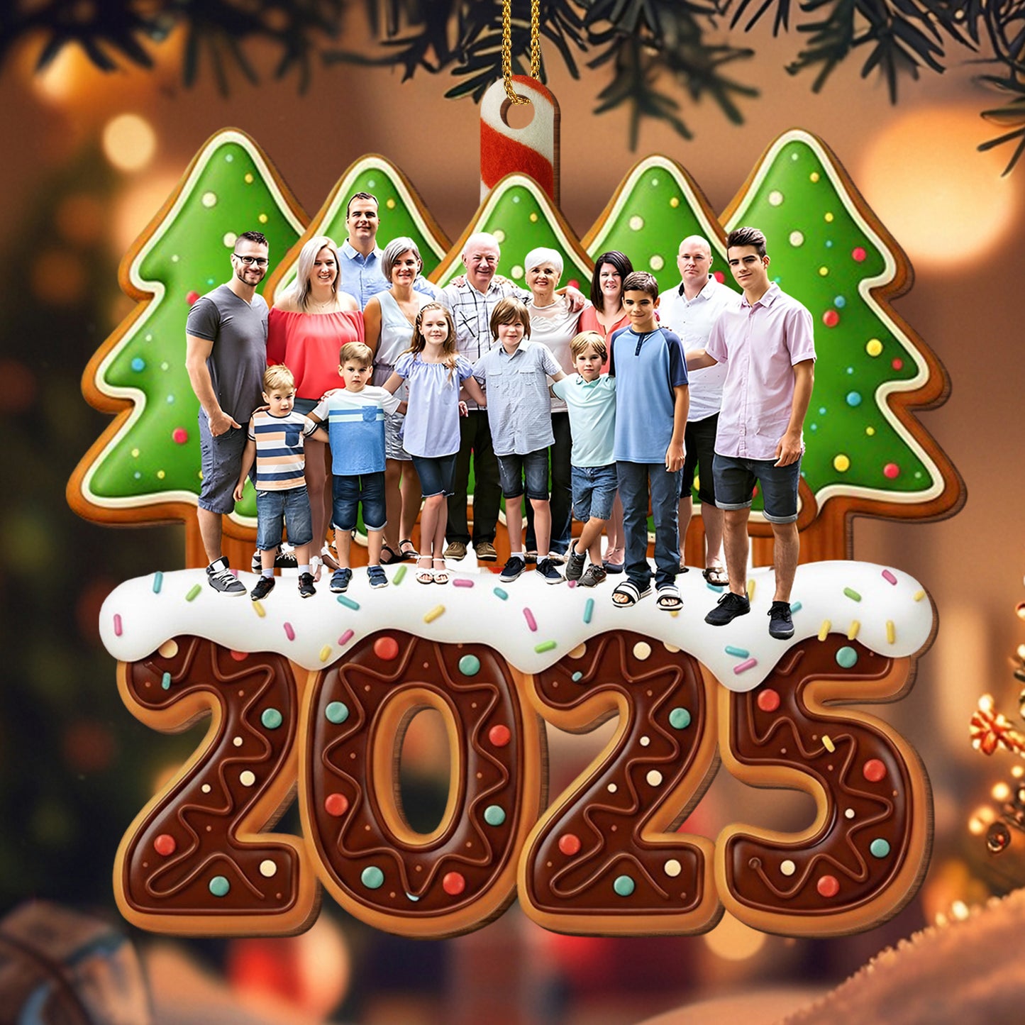 Festive Family Memory Christmas Gingerbread Ornament