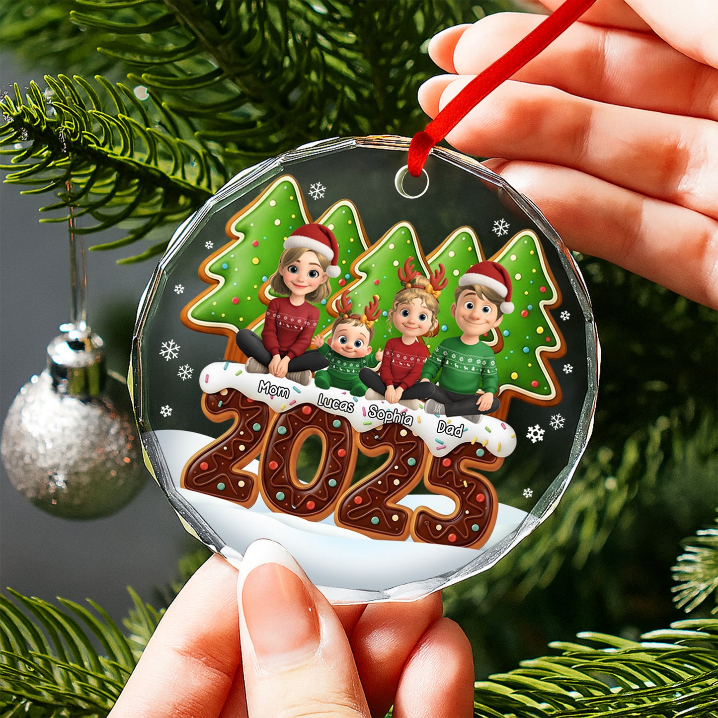Celebrate Family, Personalized Holiday Ornament With Festive Decor