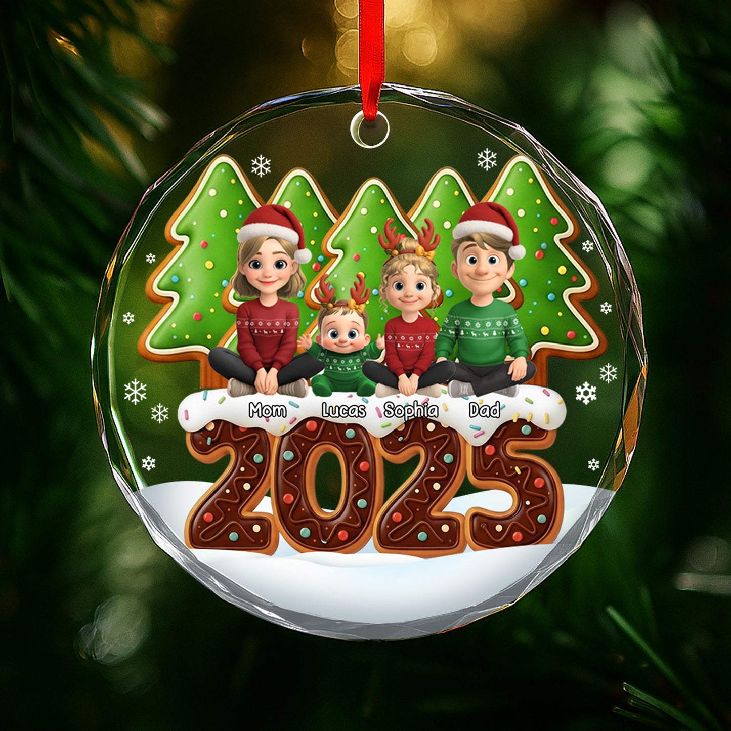 Celebrate Family, Personalized Holiday Ornament With Festive Decor