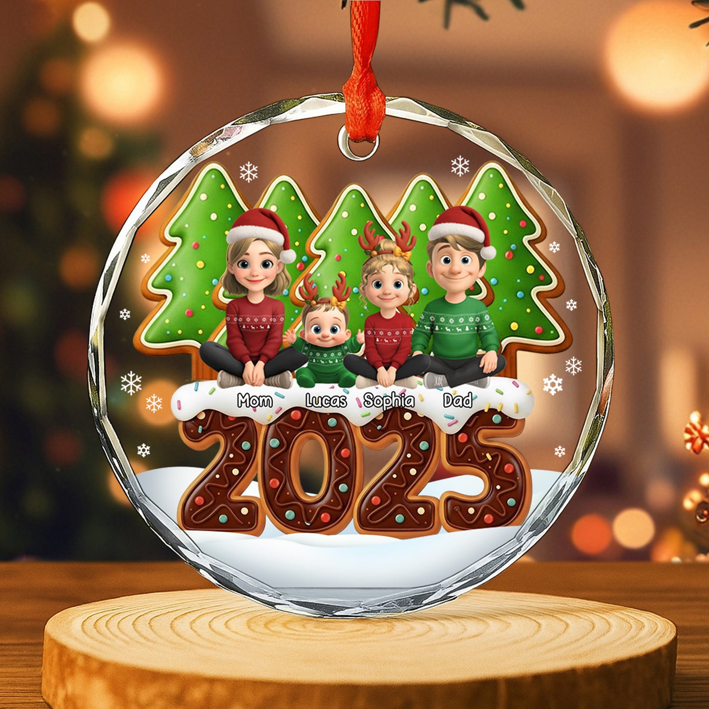 Celebrate Family, Personalized Holiday Ornament With Festive Decor