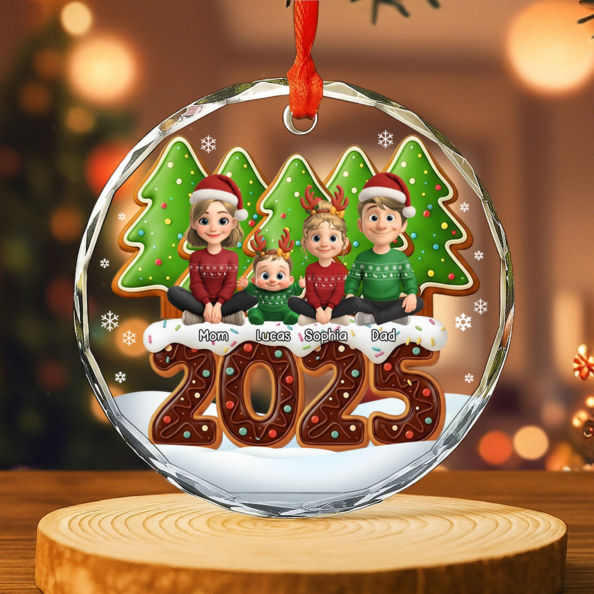 Celebrate Family, Personalized Holiday Ornament With Festive Decor