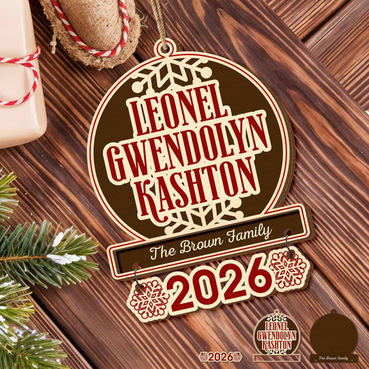Our Family Personalized Snowflake Ornament With Hanging Tags - Personalized Wooden Ornament With Tag - FAM631_WOWOT