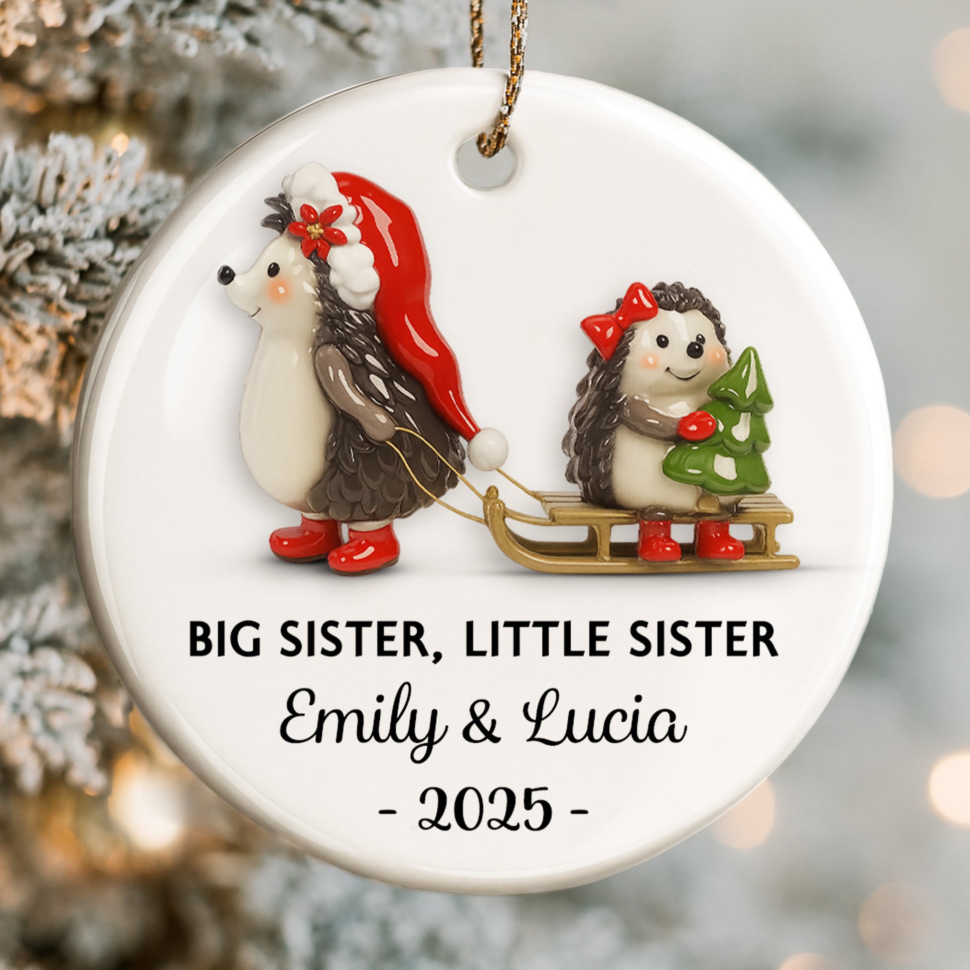 Big Sister Little Sister With Christmas Hedgehogs