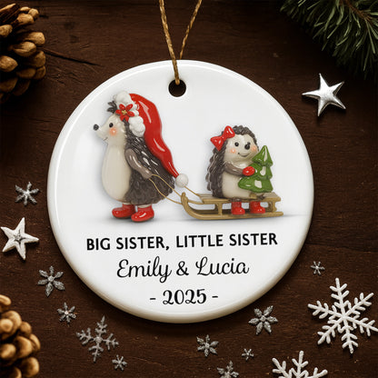 Big Sister Little Sister With Christmas Hedgehogs