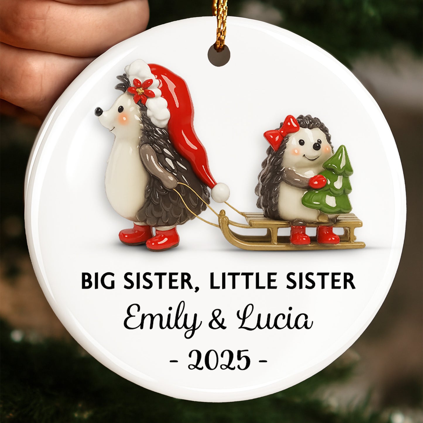 Big Sister Little Sister With Christmas Hedgehogs