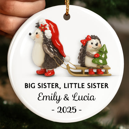 Big Sister Little Sister With Christmas Hedgehogs