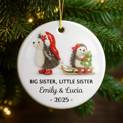 Big Sister Little Sister With Christmas Hedgehogs