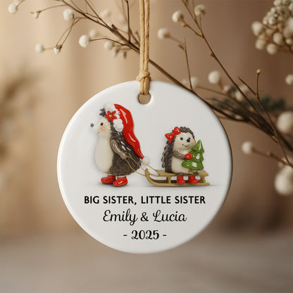 Big Sister Little Sister With Christmas Hedgehogs