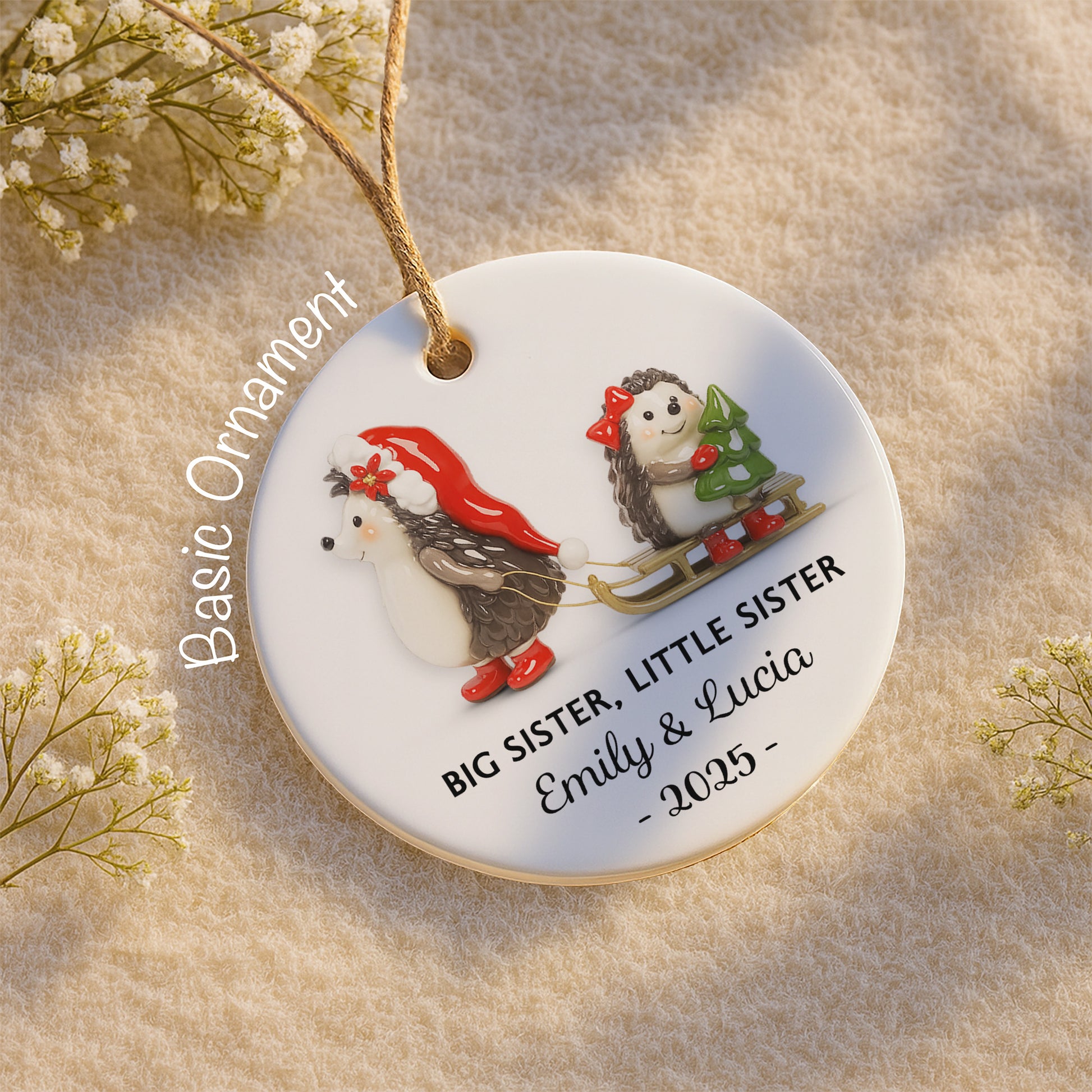 Big Sister Little Sister With Christmas Hedgehogs