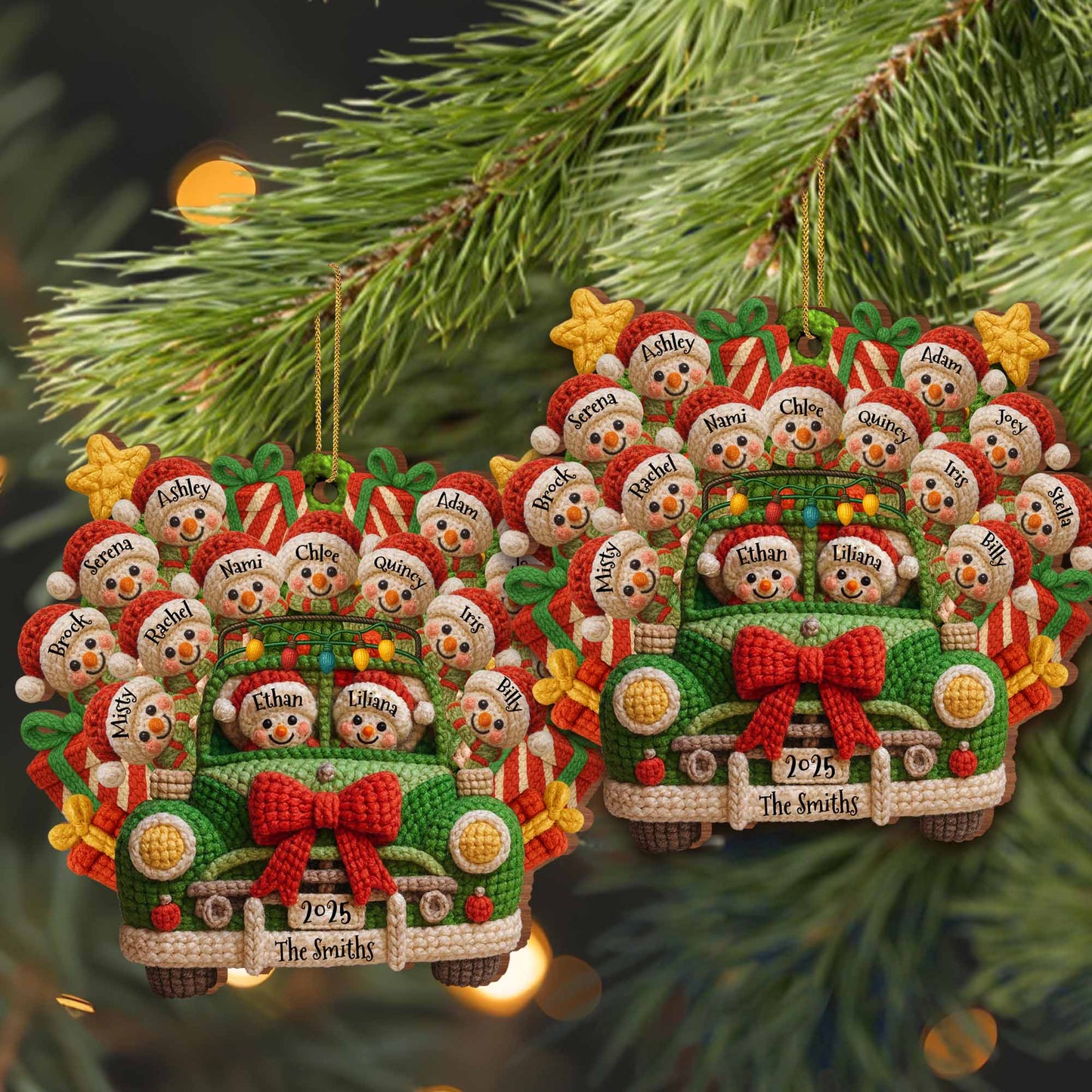 Cozy Christmas Ride With Festive Cheer - Personalized Custom Wood Ornament, Custom Shaped - FAM634_WDO