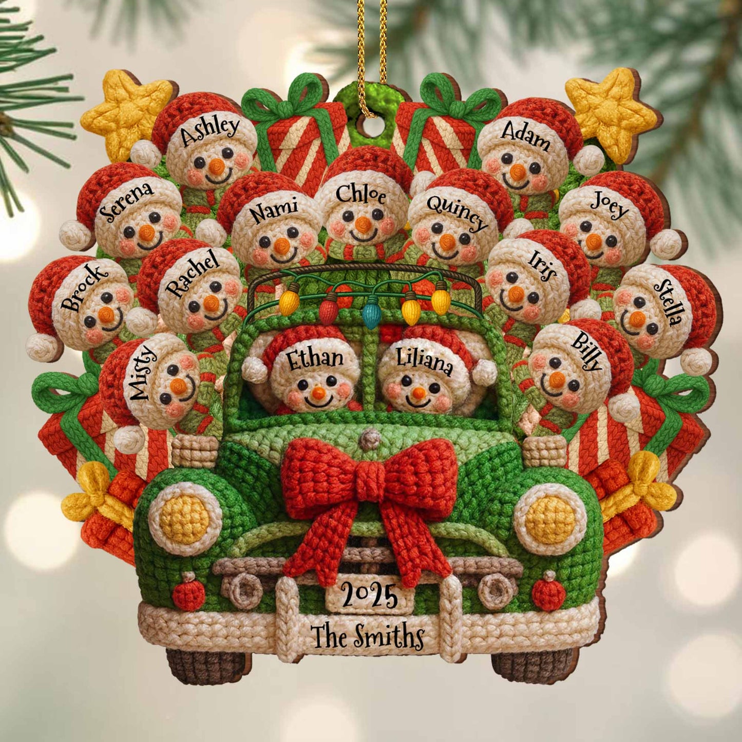 Cozy Christmas Ride With Festive Cheer - Personalized Custom Wood Ornament, Custom Shaped - FAM634_WDO