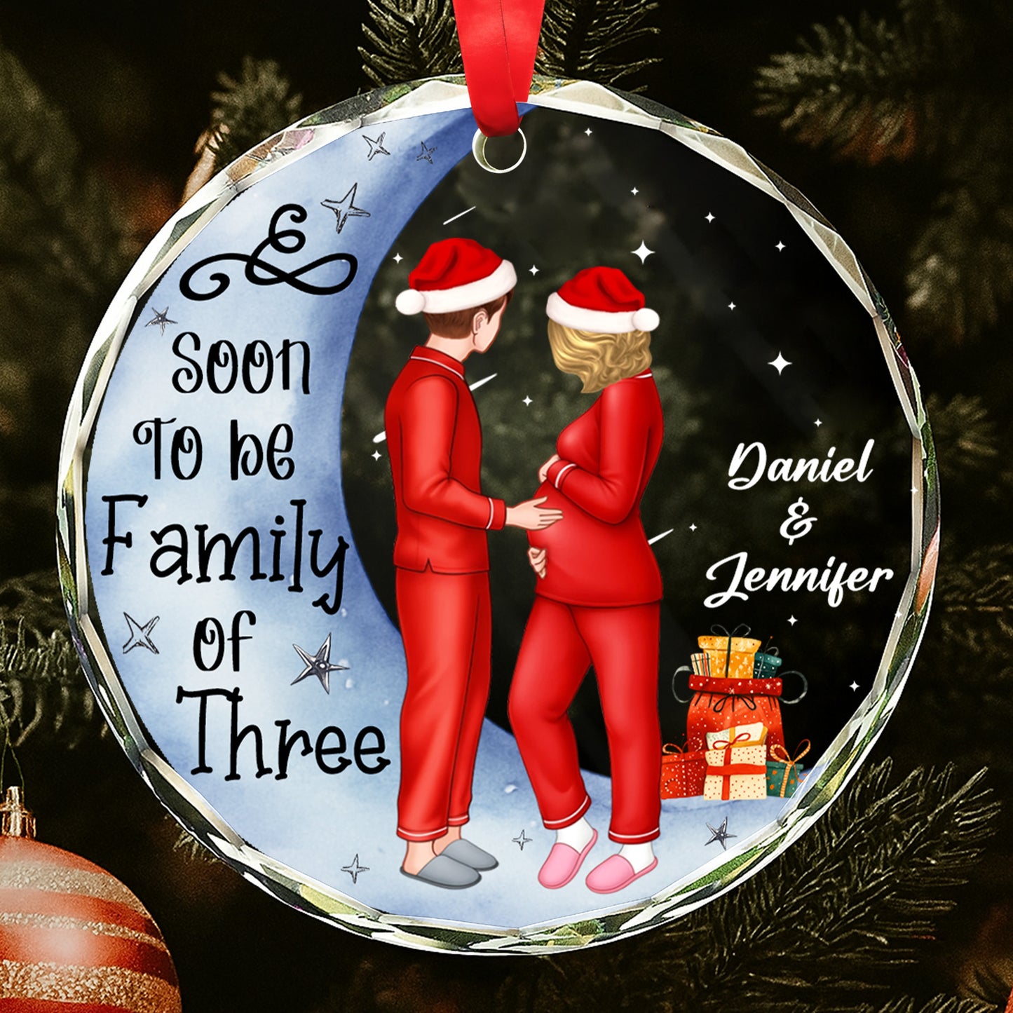 Soon To Be Family Of Three, Couple With Christmas Gifts