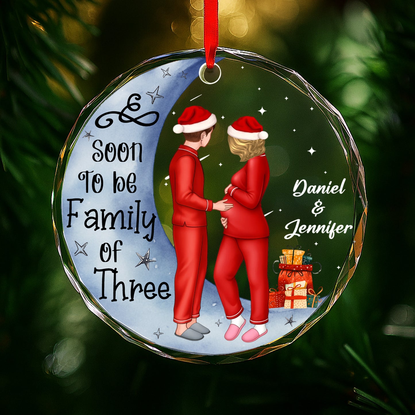 Soon To Be Family Of Three, Couple With Christmas Gifts