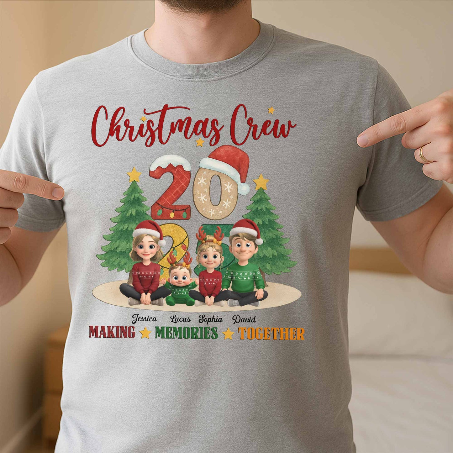 Christmas Crew Making Memories Together With Holiday Themes - Personalized Custom Unisex T-shirt, Hoodie - FAM645_WBAS