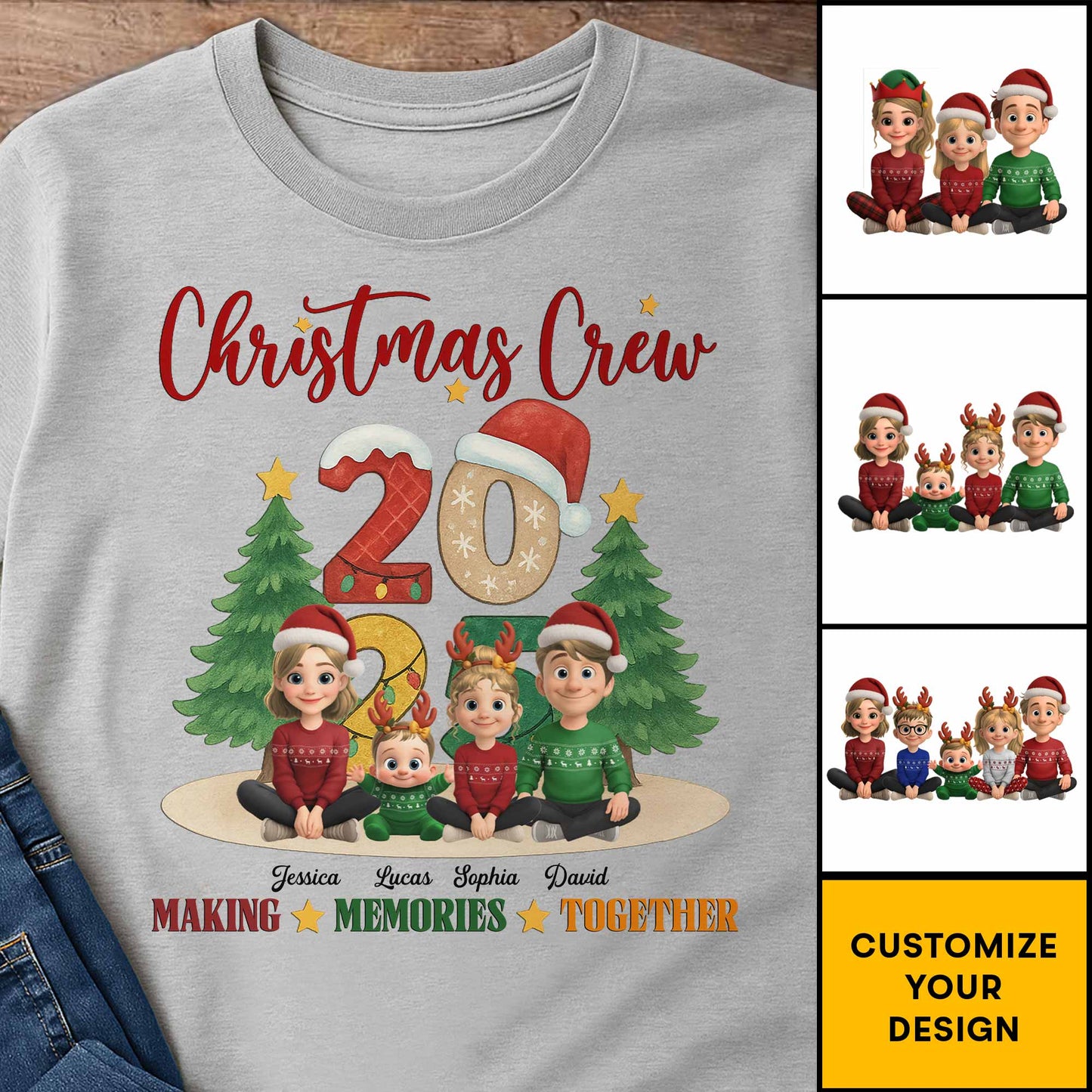 Christmas Crew Making Memories Together With Holiday Themes - Personalized Custom Unisex T-shirt, Hoodie - FAM645_WBAS