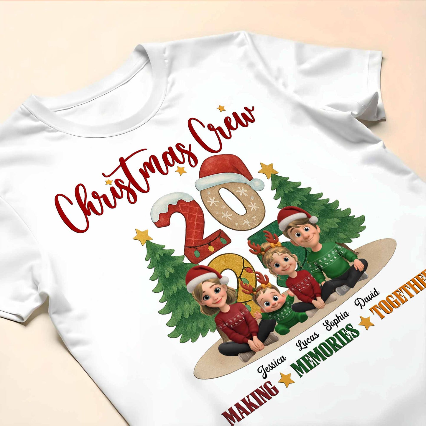 Christmas Crew Making Memories Together With Holiday Themes - Personalized Custom Unisex T-shirt, Hoodie - FAM645_WBAS