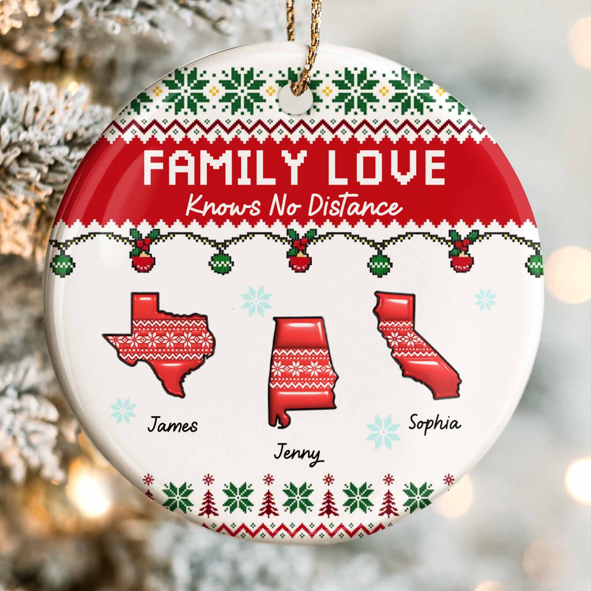 Family Love Knows No Distance Christmas States Design