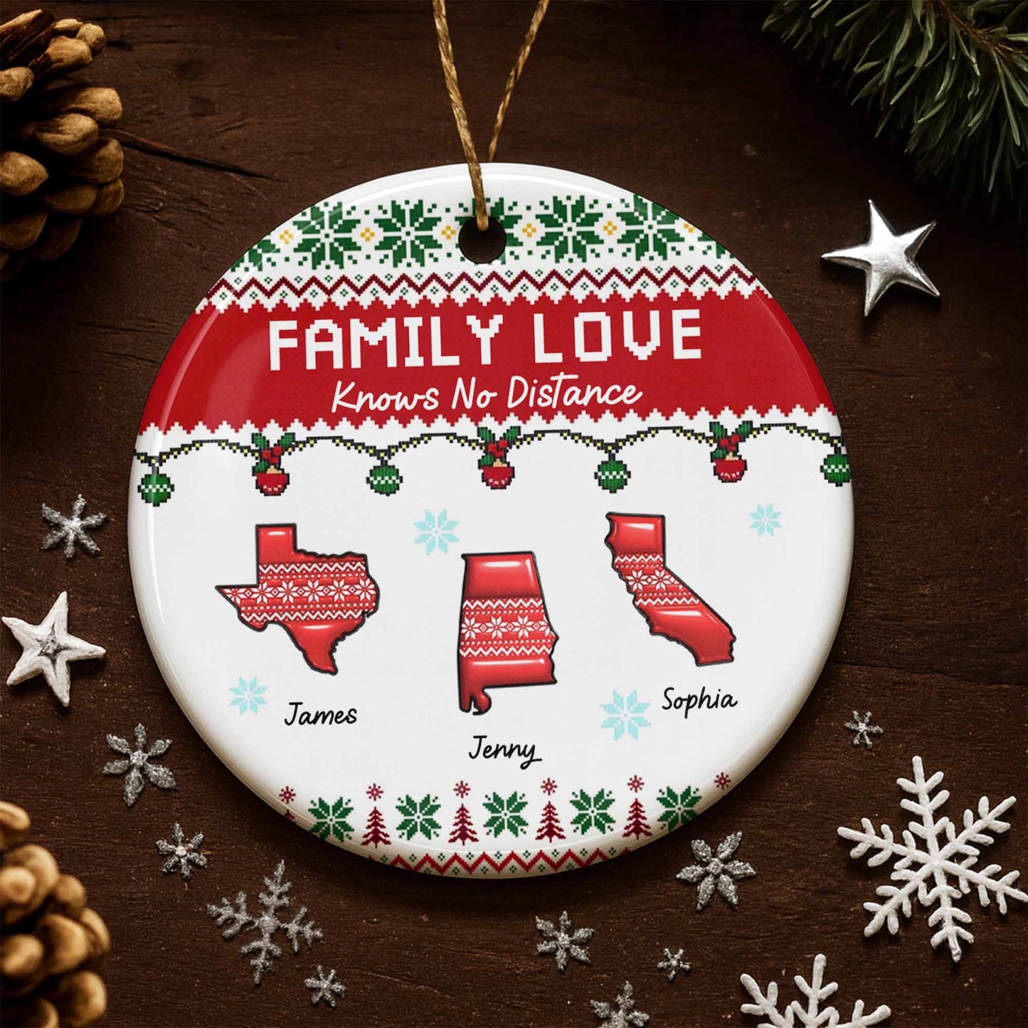 Family Love Knows No Distance Christmas States Design