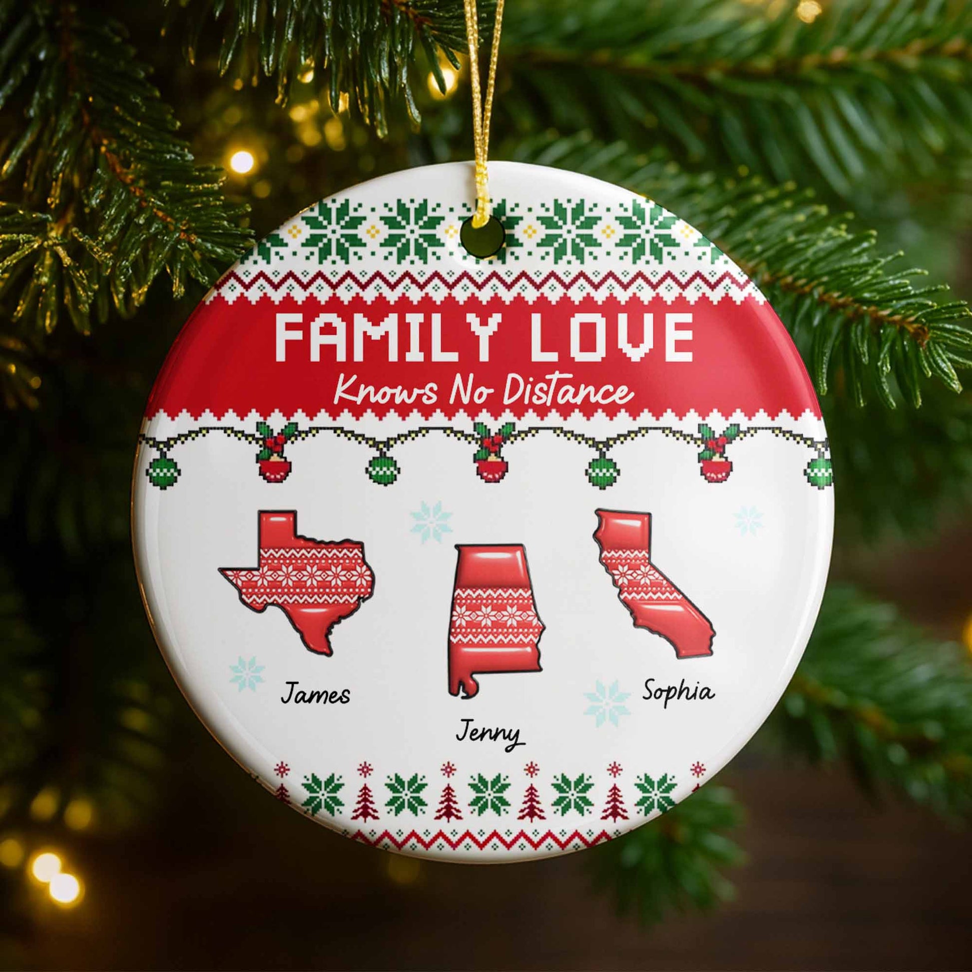 Family Love Knows No Distance Christmas States Design
