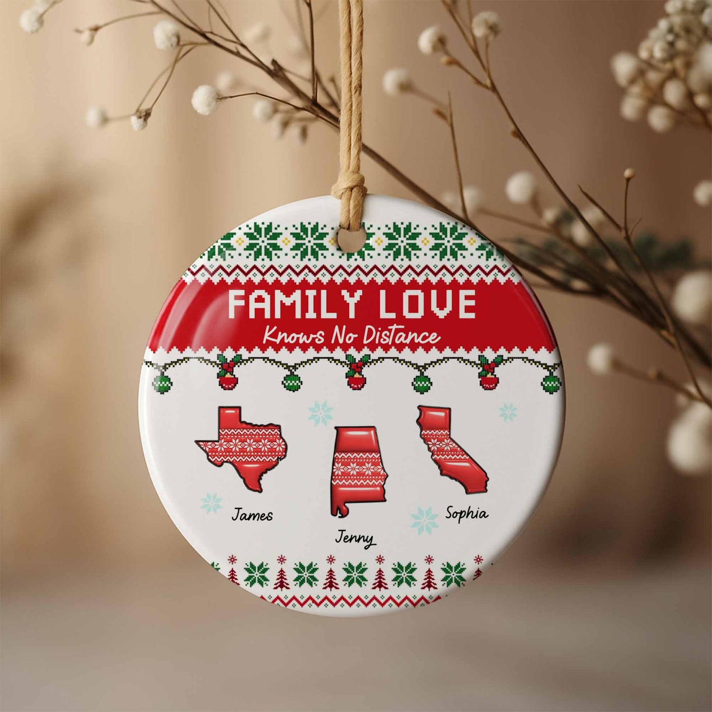 Family Love Knows No Distance Christmas States Design