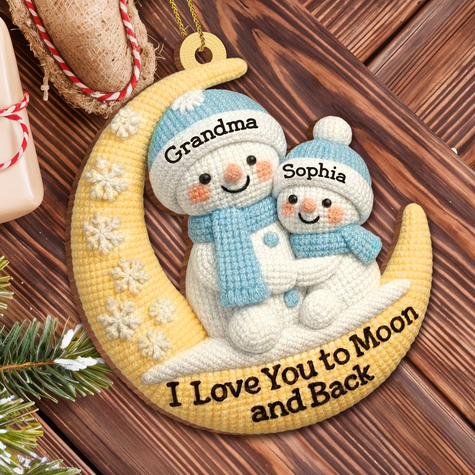 I Love You To Moon And Back Snowmen On Moon Ornament