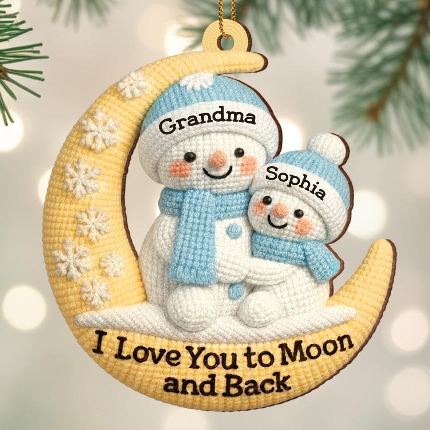 I Love You To Moon And Back Snowmen On Moon Ornament