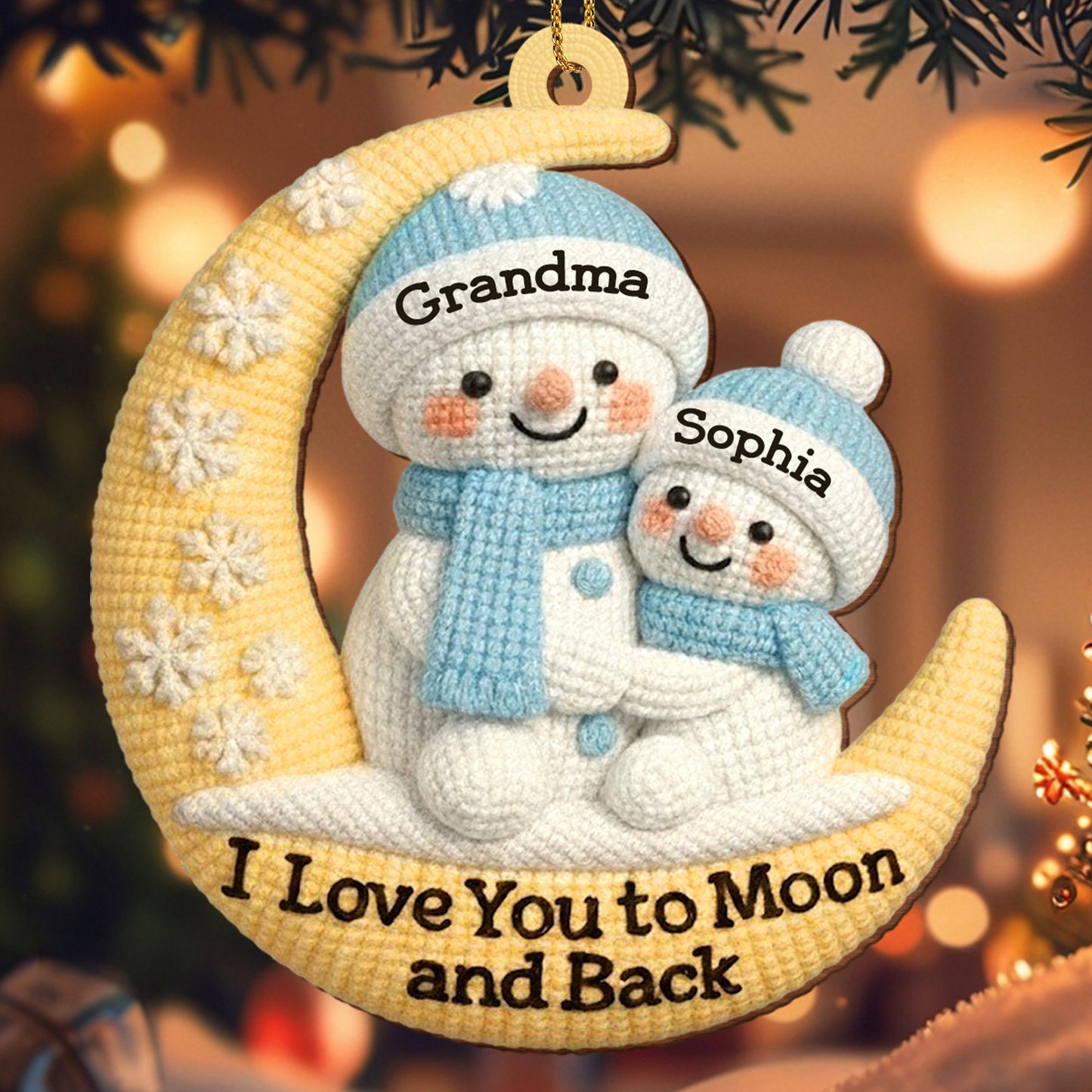 I Love You To Moon And Back Snowmen On Moon Ornament
