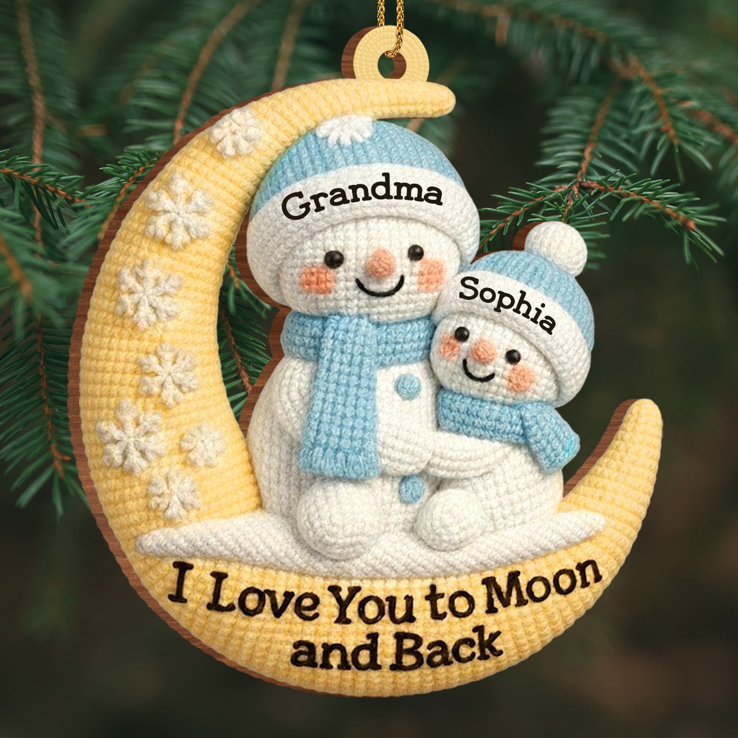 I Love You To Moon And Back Snowmen On Moon Ornament